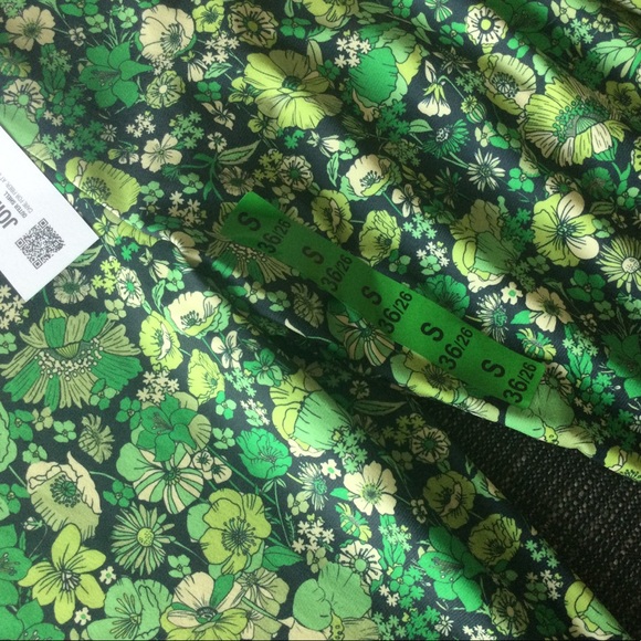 Zara floral green flare bell bottom pants small - Picture 2 of 4